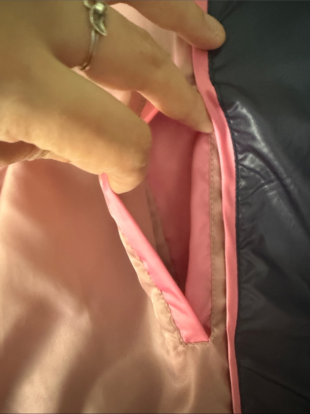 kate spade Two-Tone Navy and Black Quilted Puffer Jacket - Picture 11 of 11